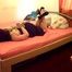 Sandra im Hogtie auf ihrem Bett 2/2