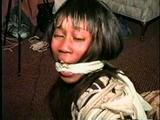 BLACK FEISTY & CUTE SARAH CHAIR TIED IN BLACK JEANS, CLEAVE GAGGED & GAG TALKS ON PHONE (D40-12)