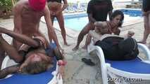 Hot pool party in Barcelona, Holy and Venom need lots of cocks 