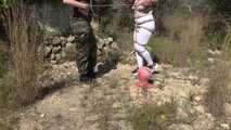 Bondage Walk Training in a public Park