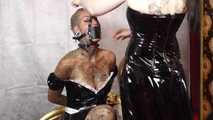 +++Archiv+++Miss Francine als sexy Lack Dienstmädchen gefesselt und geknebelt. Behind the Scenes Video.