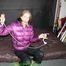 Watch Pia in her shiny nylon Downjacket doing Selfbondage with Handcuffs