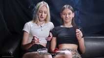 Girls smoking and giving an interview about they smoking experience