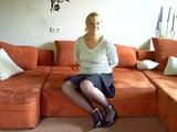 Hogtied on the couch