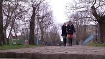 146001 Millie Takes A Very Public Pee On The Park Steps 