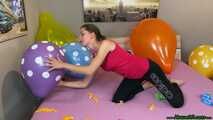 popping Q16 polka dots and Q24 balloons with wooden stick and fingernails