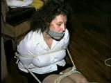 24 YEAR OLD FEISTY HOUSEWIFE CHAIR TIED, BALL-TIED, MOUTH STUFFED & CLEAVE GAGGED (D36-7)