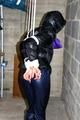 Julia tied and gagged in down jacket (cellar)