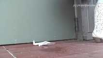 047016 Yassie Pees Outside A Fire Exit