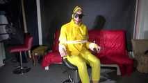 Sexy Pia being tied and gagged on a chair wearing sexy shiny nylon rainwear (Video)