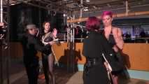 Three tied Girls Public Bondage Walk