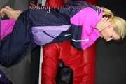 Watching sexy Pia wearing a sexy shiny nylon rain combination during her workout (Pics)