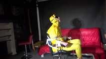 Sexy Pia being tied and gagged on a chair wearing sexy shiny nylon rainwear (Video)