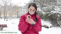 Cuffed in the snow