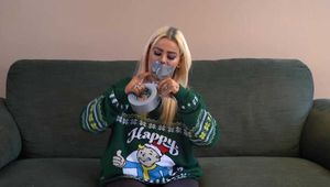 1360a Greta in Xmas Pressie part 1 Tape and Socks