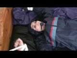 0230 min video with Jill tied and gagged in rainware in bed