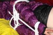 Sexy Sonja being tied and gagged with ropes and a ballgag wearing a sexy down skirt and a down jacket (Pics)