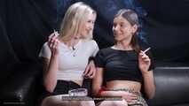 Girls smoking and giving an interview about they smoking experience