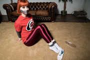 1002 Amber in Shiny Pants and Carolina TShirt