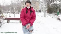 Cuffed in the snow