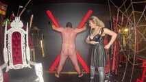 Whipping + Masturbation Instructions on the St. Andrew's Cross!