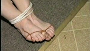 SEXY CARRIE IS SPREAD EAGLE TIED ON BED & PUSSY TICKLED WITH A ROPE  (D34-4)