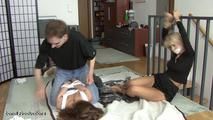 2 girlfriends hogtied and handcuffed