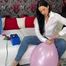 sexy preparing U16 balloons with electrical pump and popping them
