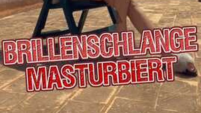 Versaute Brillenschlange nimmt ein Sonnenbad und masturbiert