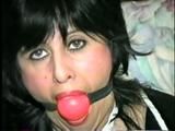 40 Yr OLD HAIRDRESSER CHER IS BALL-GAGGED TIED WITH 50 FEET OF ROPE & AN UP SKIRT PANTY SHOT (D44-10)