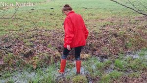 Welliewalk in red Hunter boots