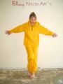 Leonie wearing a super sexy yellow rainwear combination posing outdoor (Pics)