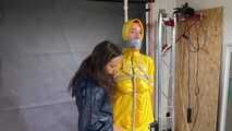 Aiyana and Myxxxy having fun together in shiny nylon Rainwear