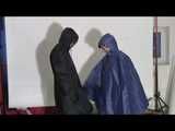 get 4 Videos with Julia and Alina enjoying shiny nylon Rainsuits and Raincapes together from our Archive 2010!