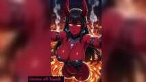 Gol Busty Demon Girl Lava Bath