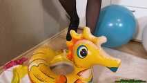 heelpopping pool toys and balloons in sexy lingerie
