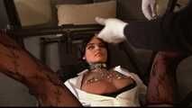 Bondage couch or bench with steel tube neck restraint, very intense! Part 1  😈