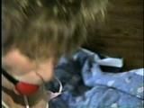 BIG TITS KIM IS BALL-GAGGED, TIT TIED, SEMI NUDE & DROOLING ON THE BED (D44-2)