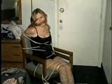 43 YEAR OLD WAITRESS CLEAVE GAGGED, CHAIR TIED, HOG-TIED, & HANDGAGGED (D53-3)