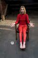 Ermintrude in Red Spy Chairtied in the Attic Barefoot