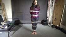 Aiyana bound, gagged, vibed and satisfied :) in a shiny nylon Downjacket