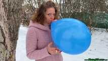 outdoor Blow2Pop yellow TT11 and U14 balloon while smoking