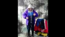 Nadja posing in layers of raingear part 2