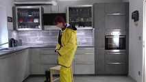 Miss Petra in K-Way raingear and yellow rainsuit with Friesennerz get bound and gagged