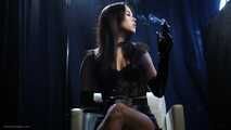 Dark Authority – Intense Solo Smoking Session in glossy gloves