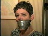 47 Yr OLD UNCOOPERATIVE LATINA HAIR DRESSER WRAP DUCT TAPE GAGGED, BALL-TIED, PANTYHOSE, FEET TICKLED, UPSKIRT (D50-12)