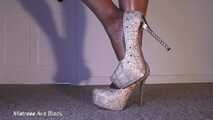 Ebony sexy tease and high heel dangle