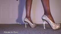 Ebony sexy tease and high heel dangle