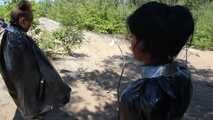 Dana and La Pulya - Bag racing completely packed in trash bags with duct tape (video)