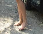 barefoot car driving